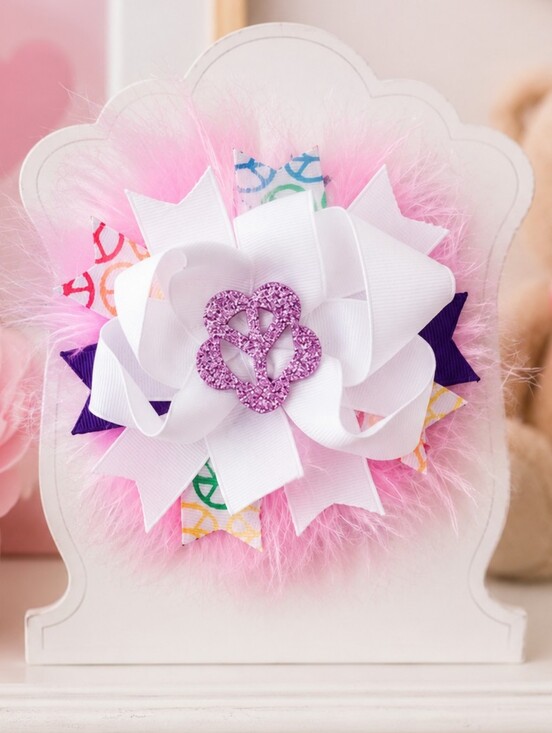 Shimmy Shimmy Inc Other - Peace Sign Boutique Hair Bow Clip Pink Marabou Feather Girls NWT